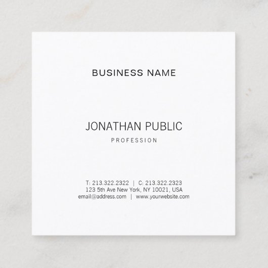 Minimalistisch Elegant Ontwerp Moderne B&W Duideli Vierkante Visitekaartje (Achterkant)