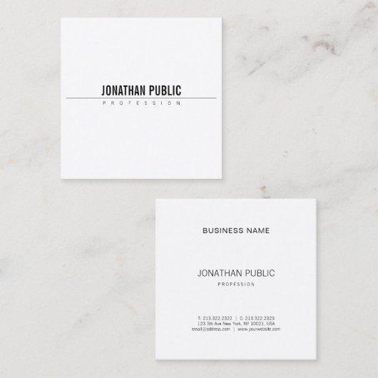 Minimalistisch Elegant Ontwerp Moderne B&W Duideli Vierkante Visitekaartje (Voorkant / Achterkant)