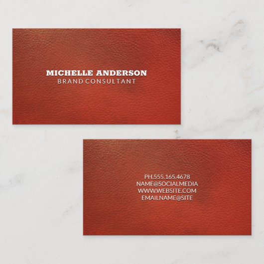 minimalistisch | Elegant Oranje leder Visitekaartje (Voorkant / Achterkant)