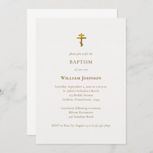 Minimalistisch Elegant Orthodox Christelijk Doopse Kaart (Voorkant / Achterkant)