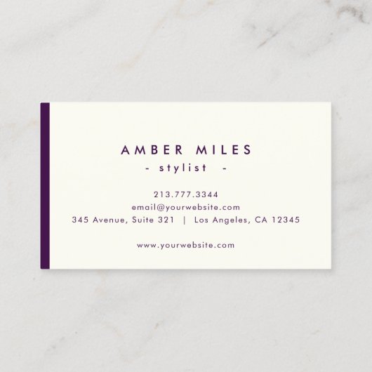 Minimalistisch Elegant Paarsste Hallo Ivoor Chic S Visitekaartje (Achterkant)