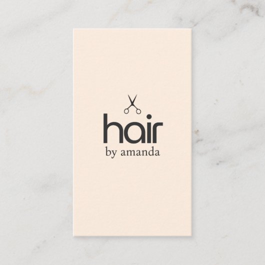 Minimalistisch Elegant Pastel Beige Bold Schaar Ha Visitekaartje (Voorkant)