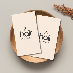 Minimalistisch Elegant Pastel Beige Bold Schaar Ha Visitekaartje