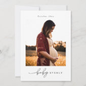 Minimalistisch Elegant Photo Baby shower Kaart (Achterkant)