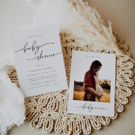Minimalistisch Elegant Photo Baby shower Kaart