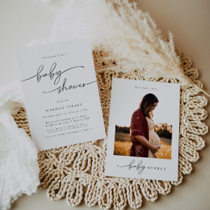 Minimalistisch Elegant Photo Baby shower Kaart