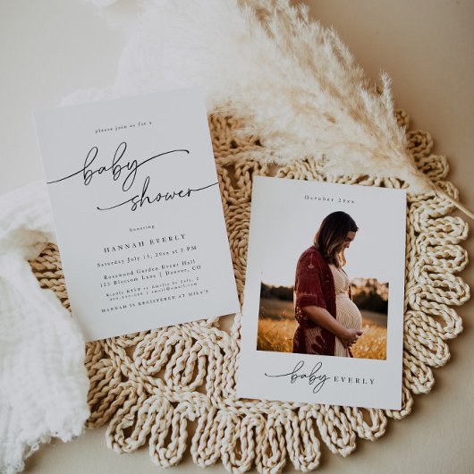 Minimalistisch Elegant Photo Baby shower Kaart