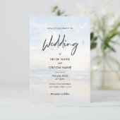 Minimalistisch Elegant Photo Beach Wedding Kaart (Staand voorkant)