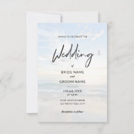 Minimalistisch Elegant Photo Beach Wedding Kaart
