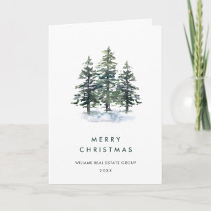 Minimalistisch Elegant Pine Tree Christmas Corpora Feestdagen Kaart