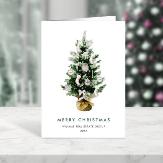 Minimalistisch Elegant Pine Tree Christmas Corpora Feestdagen Kaart