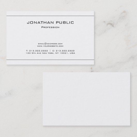Minimalistisch Elegant Plain Modern Design Trendy Visitekaartje (Voorkant / Achterkant)