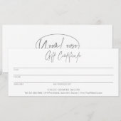 Minimalistisch Elegant Platinum Modern cadeaubon (Voorkant / Achterkant)