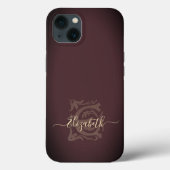 Minimalistisch Elegant Plum E Name Monogram Case-Mate iPhone Case (Achterkant)