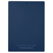 Minimalistisch Elegant Professional Navy Blue Klembord (Achterkant)