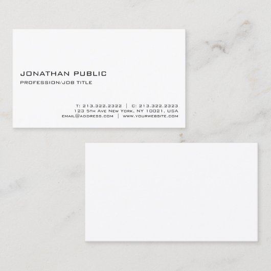 Minimalistisch elegant Professional, wit, modern Visitekaartje (Voorkant / Achterkant)