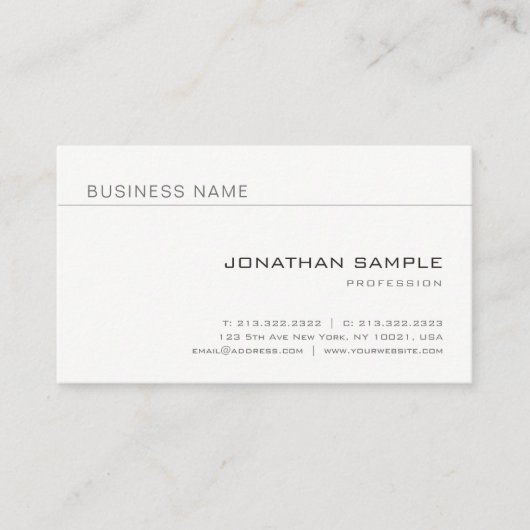Minimalistisch elegant professioneel modern slim visitekaartje (Voorkant)