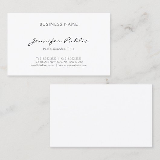 Minimalistisch elegant professioneel modern visitekaartje (Voorkant / Achterkant)