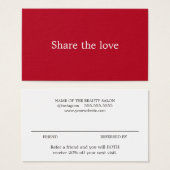 Minimalistisch Elegant Red White Beauty Salon Visitekaartje (Voorkant /achterkant)