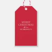 Minimalistisch Elegant Red White kerst Cadeaulabel (Voorkant)