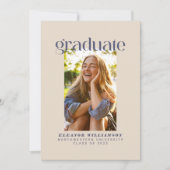 Minimalistisch Elegant Retro Blush Photo Afstudere Aankondiging (Voorkant)