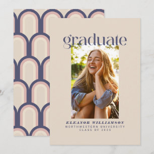 Minimalistisch Elegant Retro Blush Photo Afstudere Aankondiging