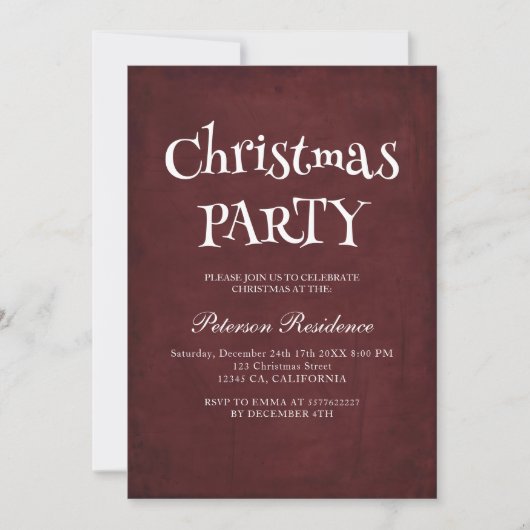 Minimalistisch Elegant Rode Kerstfeest Kaart (Voorkant)