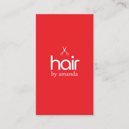 Minimalistisch Elegant Rood Wit Vetgedrukte Schaar Visitekaartje (Voorkant)