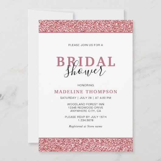 Minimalistisch Elegant Roos Gold Glitter Vrijgezel Kaart (Voorkant)