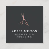 Minimalistisch Elegant Roos Gouden Schaar Haar Sty Vierkante Visitekaartje (Voorkant)