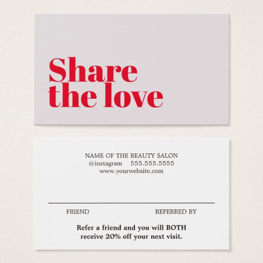 Minimalistisch Elegant Roos Red Salon Visitekaartje (Voorkant /achterkant)