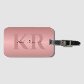 Minimalistisch Elegant Rosegold Monogram Bagagelabel (Voorkant (horizontaal))