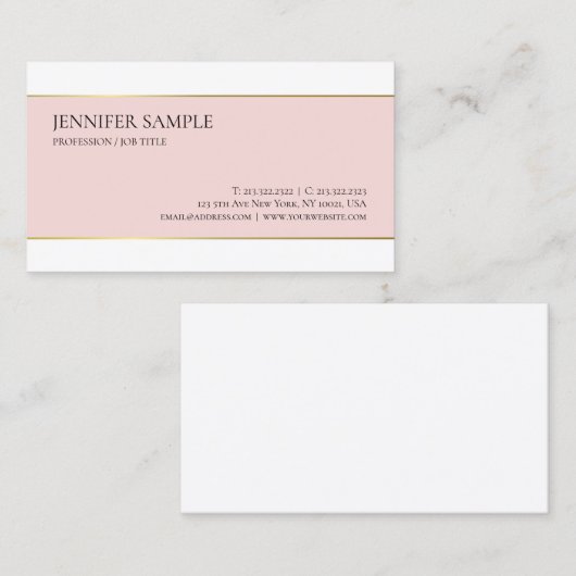 Minimalistisch elegant roze Gold-wit Professional Visitekaartje (Voorkant / Achterkant)