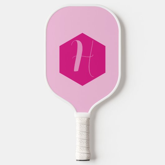 Minimalistisch Elegant Roze Modern Monogram Pickleball Paddle (Voorkant)