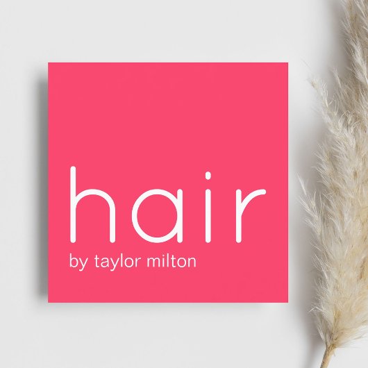 Minimalistisch Elegant Roze Wit Haar Stylist Vierkante Visitekaartje