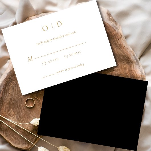 Minimalistisch Elegant RSVP Eenvoudig Goud Wit Kaart