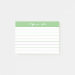 Minimalistisch Elegant Sage Green Lined Personaliz Post-it® Notes