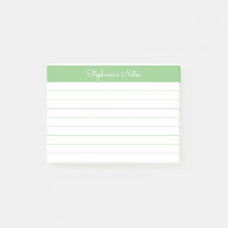 Minimalistisch Elegant Sage Green Lined Personaliz Post-it® Notes