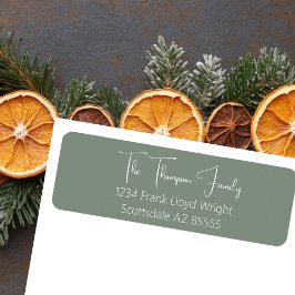 Minimalistisch elegant Sage Script Retouradres Etiket