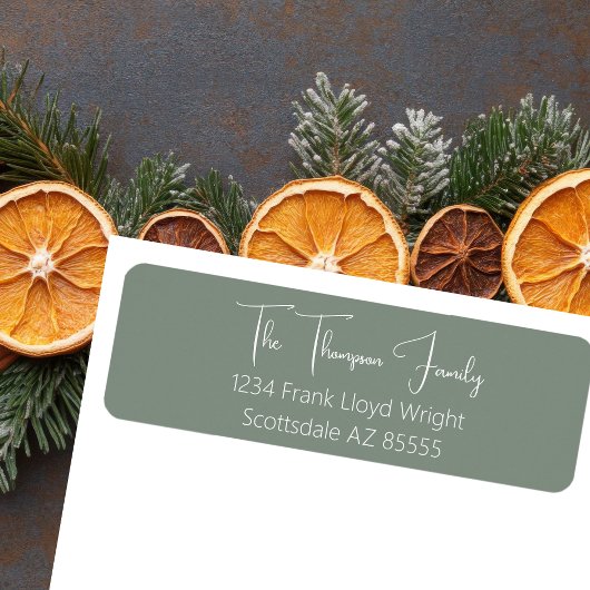 Minimalistisch elegant Sage Script Retouradres Etiket