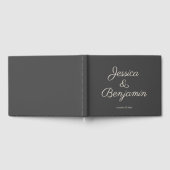 Minimalistisch Elegant Script Black and White Wedd Gastenboek (Volledig)