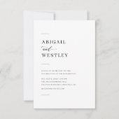 Minimalistisch Elegant Script Black and White Wedd Kaart (Voorkant)