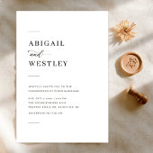 Minimalistisch Elegant Script Black and White Wedd Kaart