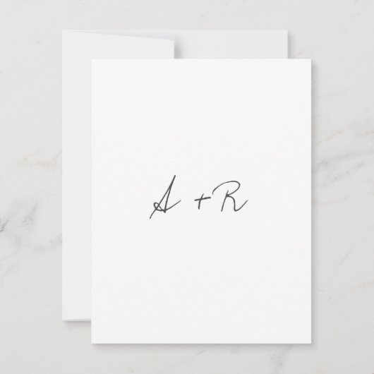 Minimalistisch Elegant Script Black and White Wedd Kaart (Achterkant)