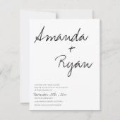 minimalistisch | Elegant Script Black & White Wedd Kaart (Voorkant)