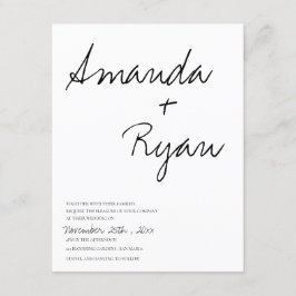 minimalistisch | Elegant Script Black & White Wedd Kaart