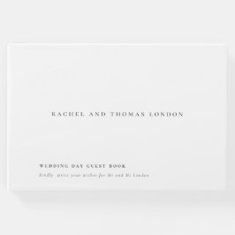 Minimalistisch Elegant Script Black White Wedding Gastenboek