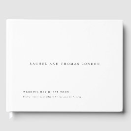 Minimalistisch Elegant Script Black White Wedding Gastenboek