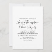 Minimalistisch Elegant Script Black White Wedding Kaart (Voorkant)