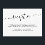 Minimalistisch Elegant Script bruiloft receptie Informatiekaartje<br><div class="desc">Elegant Hand Lettered Script Eenvoudig Minimalistisch Eenvoudig Zwart-wit Bruiloft Receptie Kaart.</div>